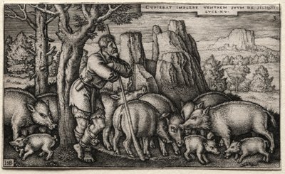 The Prodigal Son: Tending Swine. av Hans Sebald Beham