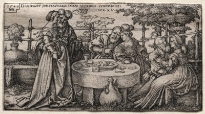 Den fortapte sønn: Sløsing med sin formue. av Hans Sebald Beham