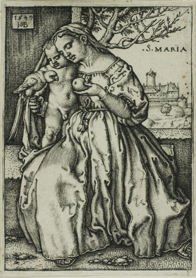 Jomfruen og barnet med papegøyen av Hans Sebald Beham