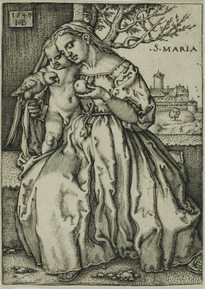 Jomfruen og barnet med papegøyen av Hans Sebald Beham