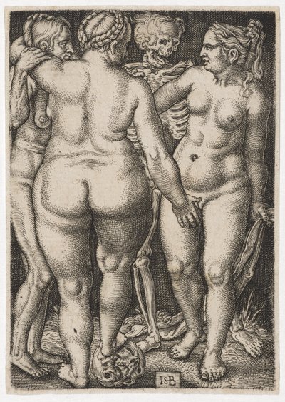 Tre kvinner og døde, ca. 1546-50 av Hans Sebald Beham