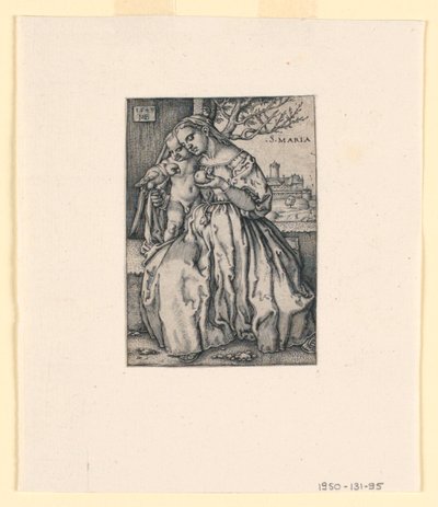 Jomfru og barn med papegøye av Hans Sebald Beham