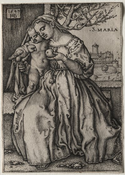Jomfru Maria med barnet og en papegøye av Hans Sebald Beham
