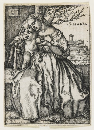 Jomfru og barn med en papegøye, 1549 av Hans Sebald Beham