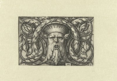 Overflatedekorasjon. Maske med en krone av Hans Sebald Beham