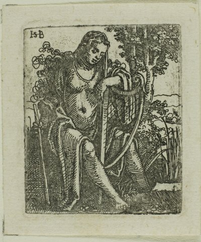 Kvinne med en harpe av Hans Sebald Beham
