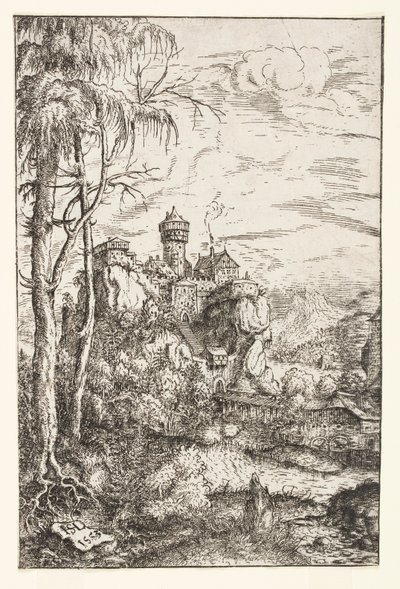 Landskap med slott og bro av Hans Sebald Lautensack