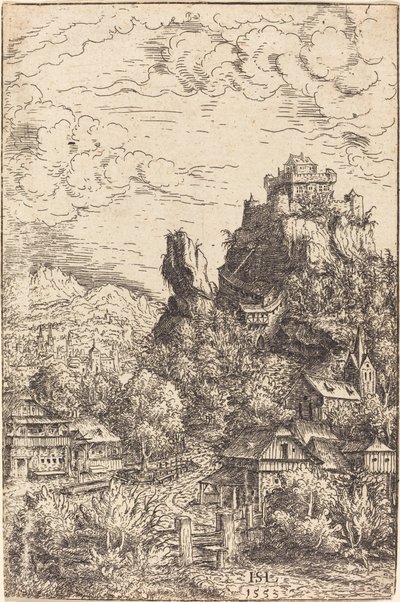 Landskap med et slott, 1553. av Hans Sebald Lautensack