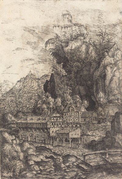 Landskap med en vannmølle, 1553. av Hans Sebald Lautensack