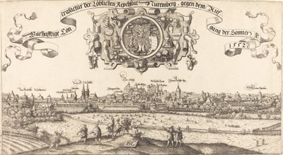 Utsikt over Nürnberg fra øst [senterseksjon], 1552. av Hans Sebald Lautensack