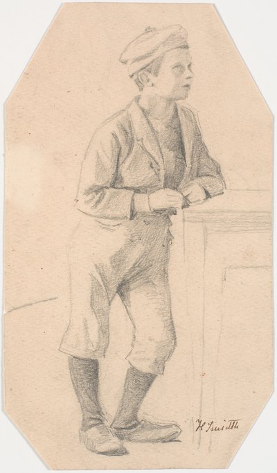 Gutt lent mot et bord av Hans Smidth
