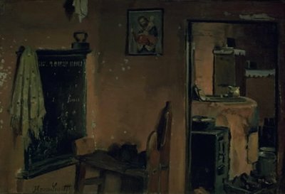 Interiør i et bondehus av Hans Smidth
