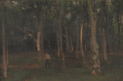 Skog ved solnedgang av Hans Smidth
