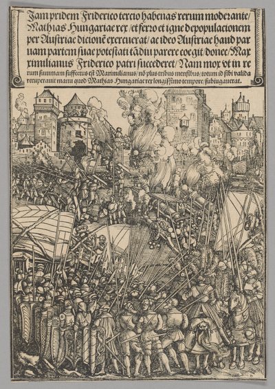 Utvisning av ungarerne, plate 13 fra historiske scener fra livet til keiser Maximilian I fra triumfbuen av Hans Springinklee