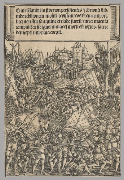 Andre flamske opprør, plate 10 fra historiske scener fra livet til keiser Maximilian I fra triumfbuen av Hans Springinklee