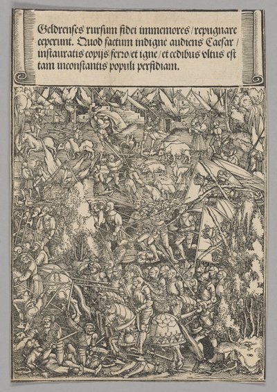 Andre krig med gylden, plate 19 fra historiske scener fra livet til keiser Maximilian I fra triumfbuen av Hans Springinklee