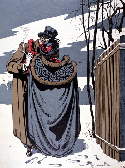 På snø, galant scene av Hans Stubenrauch