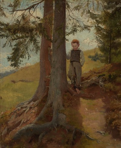 Guttebonde ved skogkanten av Hans Thoma