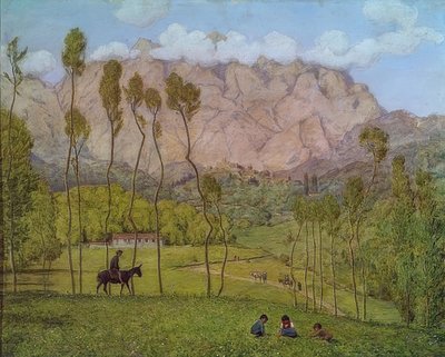 Landskap nær Carrara. Rundt 1910 av Hans Thoma