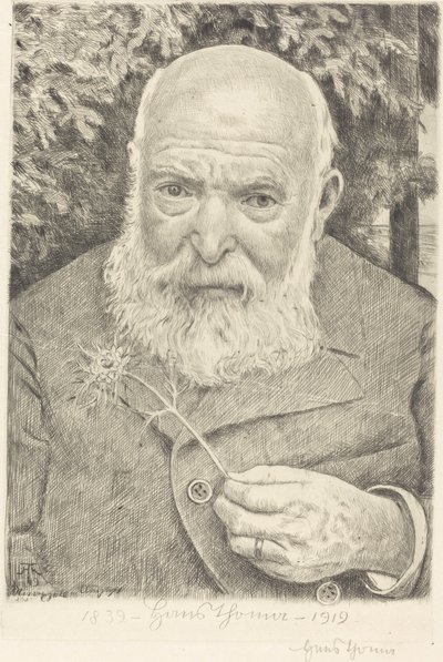 Selvportrett VI med blomst av Hans Thoma