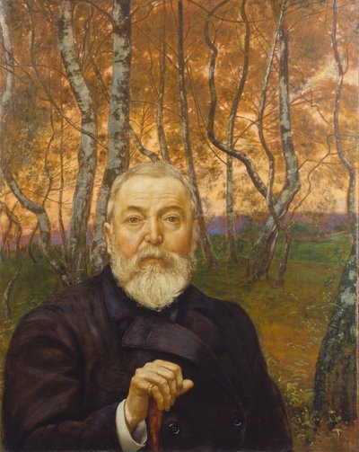 Selvportrett i en bjørkelund av Hans Thoma
