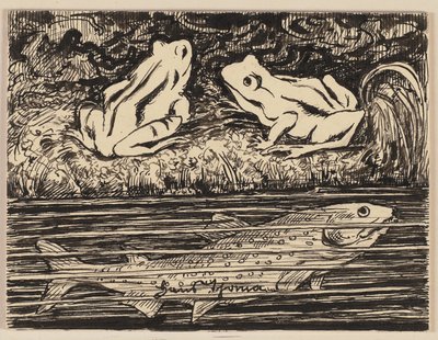 Tegning til en ABC-bok: frosk av Hans Thoma