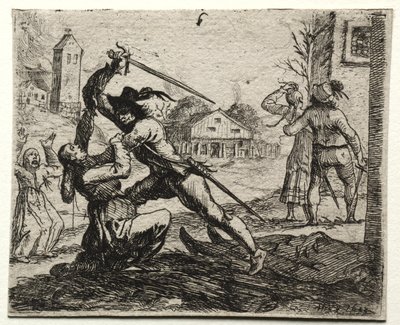Militære emner: To soldater som forfølger kvinner i en landsby. av Hans Ulrich Franck