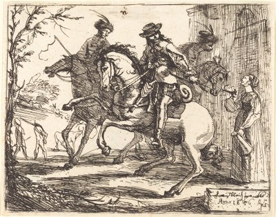 Tre ryttere før et vertshus av Hans Ulrich Franck