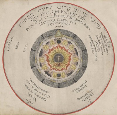 Illustrasjon fra boken Amphitheatre of Eternal Wisdom av H. Khunrath, 1595. av Hans Vredeman de Vries
