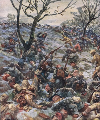Sammenbruddet av den franske frontlinjen, fra puben The Illustrated History of the World War 1914-1915. av Union Berlagsefellfchaft av Hans W. Schmidt