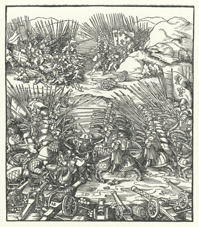 Kamp mellom de franske og venetianske hærene under krigen i League of Cambrai, 1509 av Hans after Burgkmair