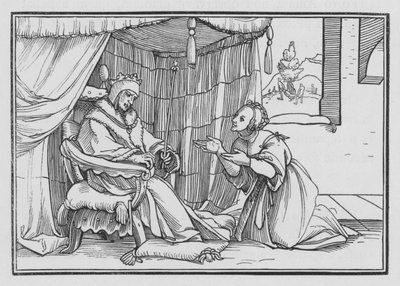 Abishag verdsetter David, 1. Kongebok I, 3 av Hans after Holbein the Younger