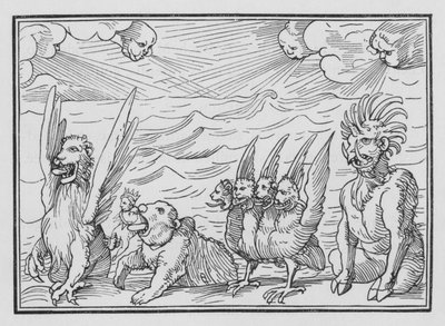 Daniels Vision of the Four Beasts, Daniel VII, 3 av Hans after Holbein the Younger
