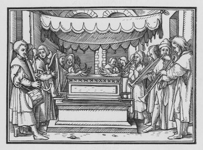 David utnevner et band med sangere og musikk for å prise Herren, 1. Chronicles XVI, 4 av Hans after Holbein the Younger
