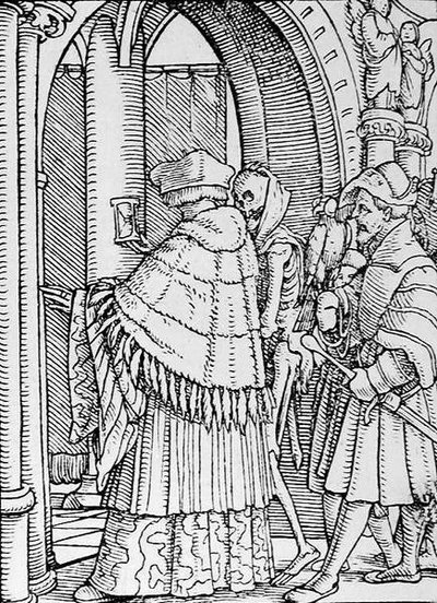 Døden og kanonen, fra Dødsdansen, gravert av Hans Lutzelburger, ca. 1538 av Hans after Holbein the Younger