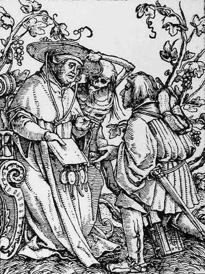 Death and the Cardinal, fra The Dance of Death, gravert av Hans Lutzelburger, ca. 1538 av Hans after Holbein the Younger