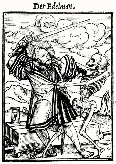 Death and the Nobleman, fra The Dance of Death, gravert av Hans Lutzelburger, ca. 1538 av Hans after Holbein the Younger