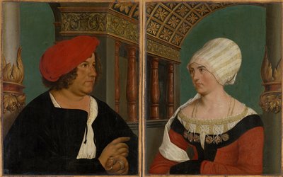 Dobbeltportrett av Basel-ordføreren Jacob Meyer zum Hasen og hans kone Dorothea Kannengiesser, 1516 (tempera på kalkved) av Hans after Holbein the Younger