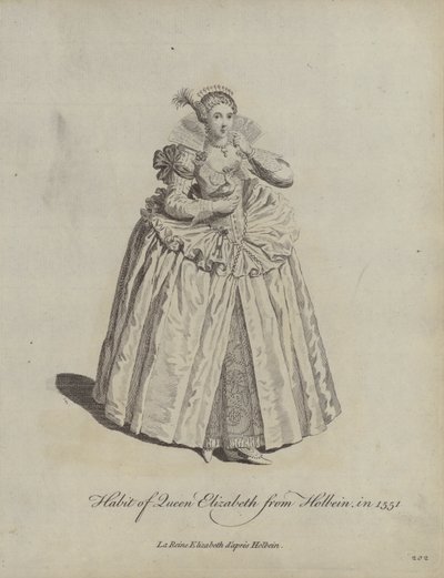 Vanen til dronning Elizabeth fra Holbein i 1551 av Hans after Holbein the Younger