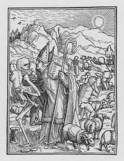 Holbeins Dødedans: Biskopen av Hans after Holbein the Younger