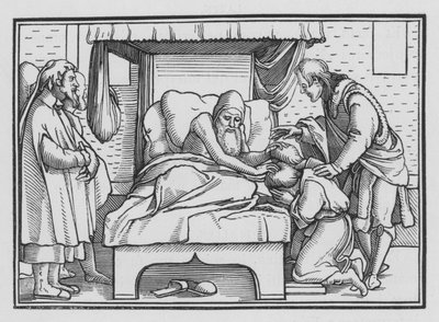 Jakob velsigner Josef og hans to sønner, 1. Mosebok XLVIII, 14 av Hans after Holbein the Younger