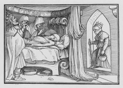 Jeroboam sender sin kone i forkledning for å spørre profeten Ahia, 1. Konge XIV, 12 av Hans after Holbein the Younger