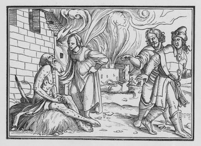 Job irettesetter sin kone, Job II, 9 av Hans after Holbein the Younger