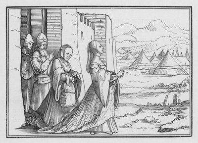 Judith og hennes hushjelp drar ut til den assyriske leiren, Judith X, 6 av Hans after Holbein the Younger