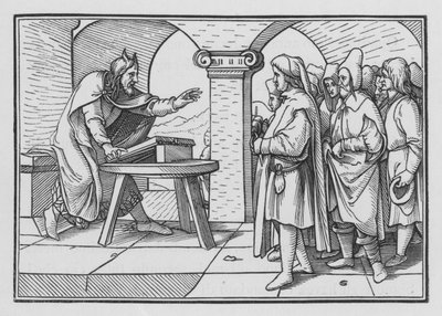 Moses formaner til lydighet fra Guds tidligere handlinger, Deuteronomy IV, 1 av Hans after Holbein the Younger
