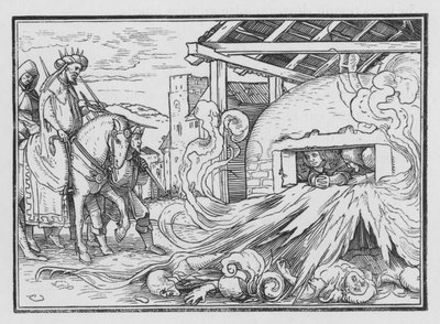 Shadrak, Mesjak og Abednego kastet inn i ilden, Daniel III, 23 av Hans after Holbein the Younger