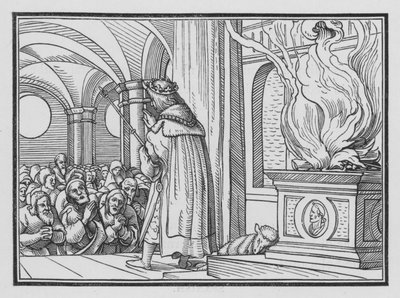 Salomo velsigner folket og priser Gud, 2. Krønikebok VI, 12 av Hans after Holbein the Younger