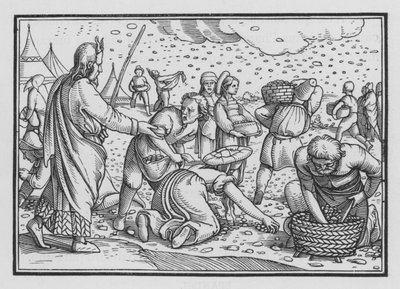 Israelittene murrer for mangel på brød, Exodus XVI, 4 av Hans after Holbein the Younger