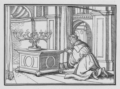 Salomos høytidelige offer i Gibeon, 2. Krønikebok I, 6 av Hans after Holbein the Younger
