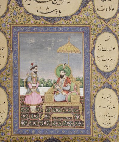 Album med Mughal-dynastisk genealogi, 1855 (ugjennomsiktig wc og gull på papir) av Haqim Ahasan Ullah Khan